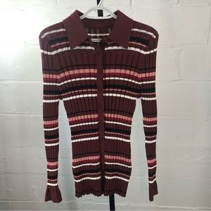 Adam Lippes Striped Sweater Cardigan Size XL Stretch Multicolored NWOT